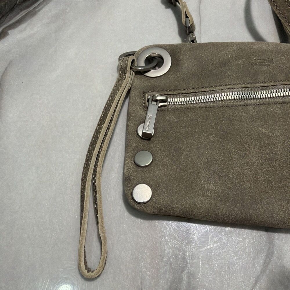 Hammitt Nash Small Crossbody Bag Pewter Leather Clutch Wristlet Gray Silver - Picture 4 of 10